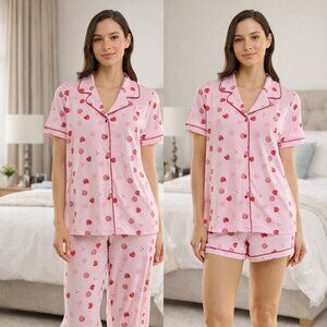 Jaclyn Women's Valentine's Day 3-piece Notch Collar PJ Set